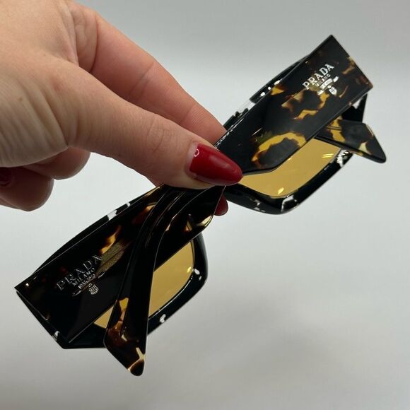 PRADA SUNGLASSES PRA01S 15O10C Havana Black Transparent/Yellow Unisex NEW - Picture 10 of 14